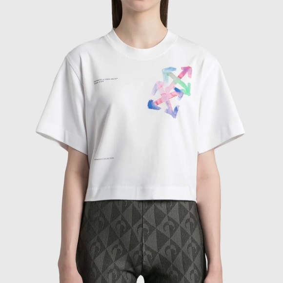 BRAND NEW Off White Watercolor Arrows Crop T-Shirt Sz S Small - Picture 12 of 13